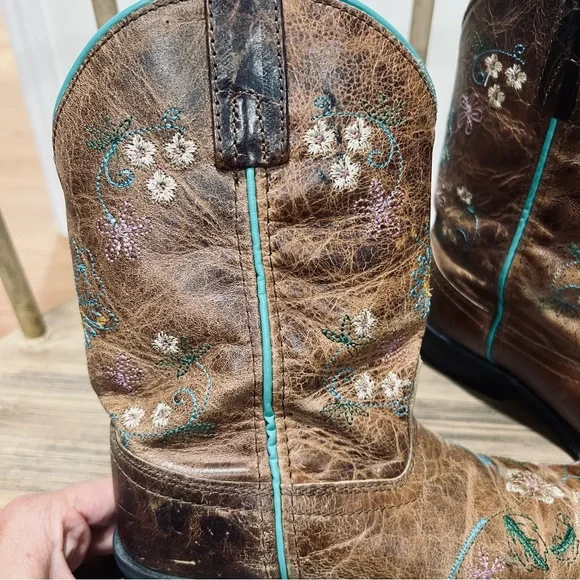 Smoky Mountain Florence Snip Toe Boots Leather & Floral Embroidery Girl's Sz. 2 - Picture 11 of 11
